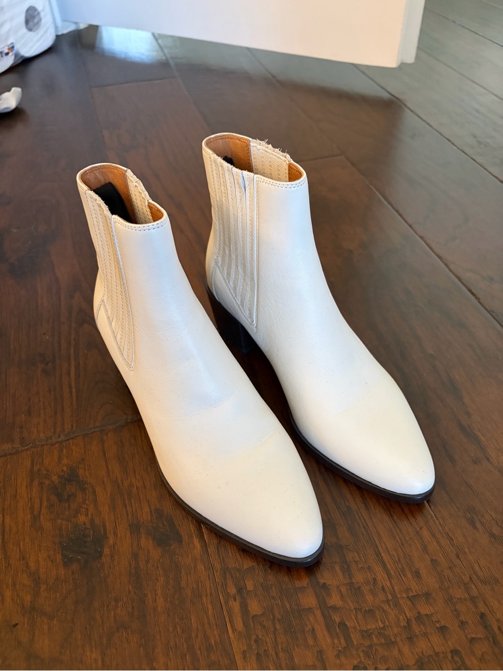rag & bone Cream Leather Pointed Ankle Boots